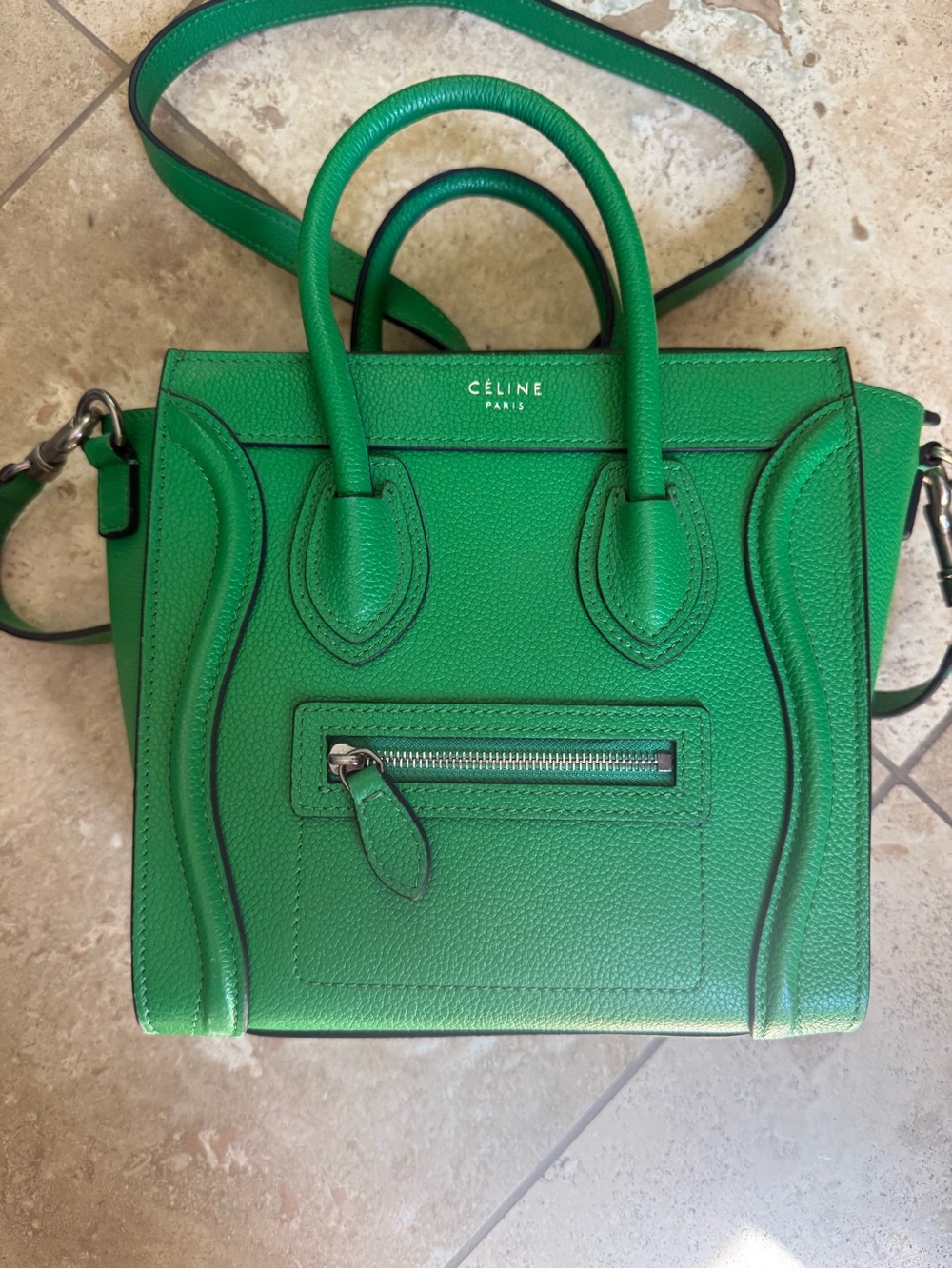 Used Celine 2015 Micro Drummed Calfskin Luggage tote bag